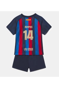 Barcelona Memphis Depay #14 Babyklær Hjemme Fotballdrakt til barn 2022-23 Korte ermer (+ Korte bukser)